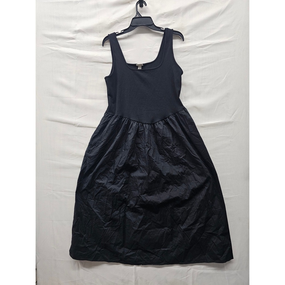 A New Day Womens Sleeveless Scoop Neck Midi Dress Black Cotton Blend Size Large